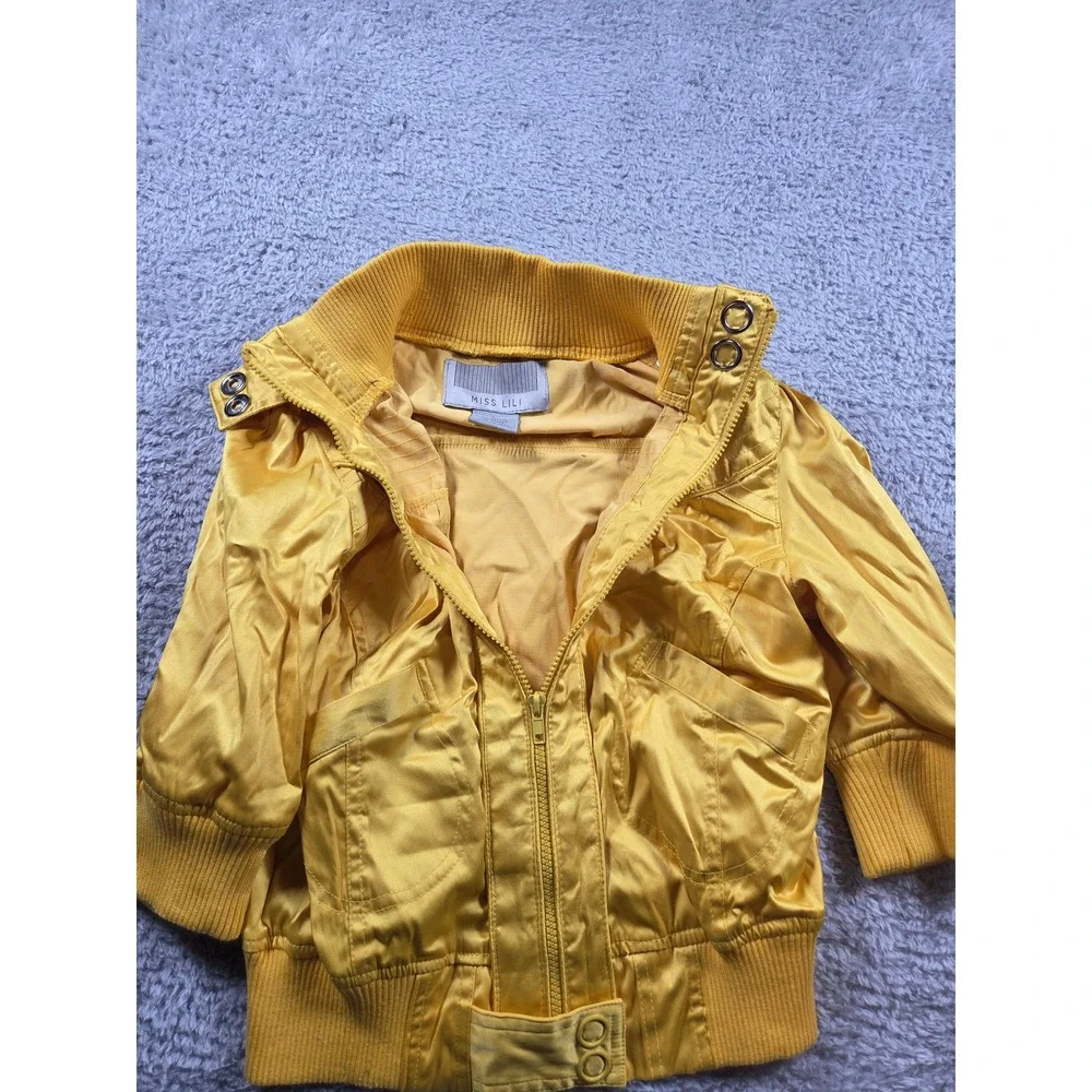 Miss Lili Bomber Jacket Large Yellow Kids‎ Zip Up Epaulette Utility Coat